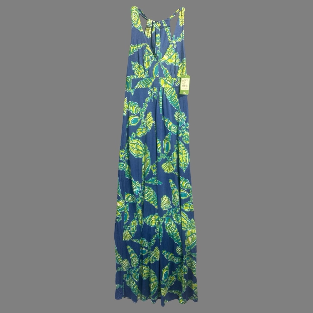 NWT Lilly Pulitzer Petra Maxi Dress Size XS Starry Blue Fallin In Love Seashell